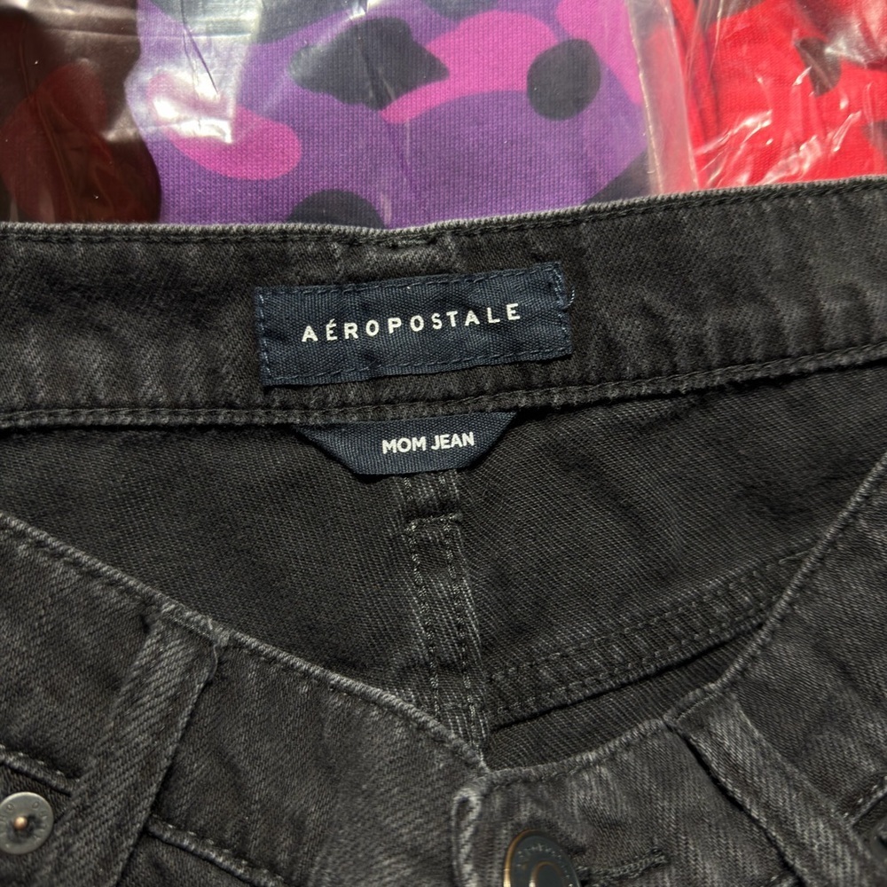 Aeropostale Black Distressed Denim Mom Jeans - Picture 5 of 5